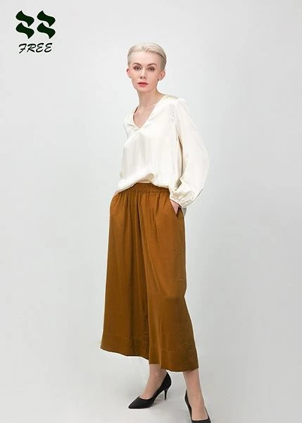 Ladies Luxury Silk Wide Leg Loose Pant Supplier
